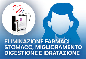 Gastrite cronica, ernia iatale, esofagite da reflusso: miglioramenti e sospensione dei medicinali anti-acidità. Più idratazione della pelle Ionizzatore d'acqua alcalina