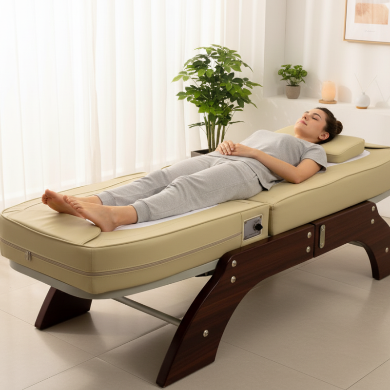 Lettino da massaggio a raggi infrarossi lunghi e rulli di giada, disponibile anche con schienale reclinabile